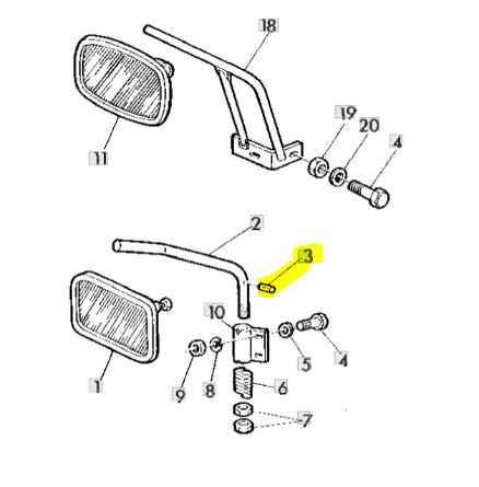 Rückspiegelhalterungs-federbolzen John Deere 1030 1630 1130 1032 1042 1052 1055 34m7030