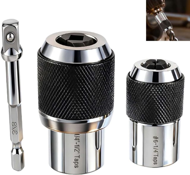 Set Mit 3 Verstellbaren Gewindebohreradaptern, 3/8"-gewindebohrerabzieher, Für Kleine Werkstätten, Schraubendreher Und Akkuschrauber. Mit Stahlkugelgelenk – 6-1/2", 3/8".