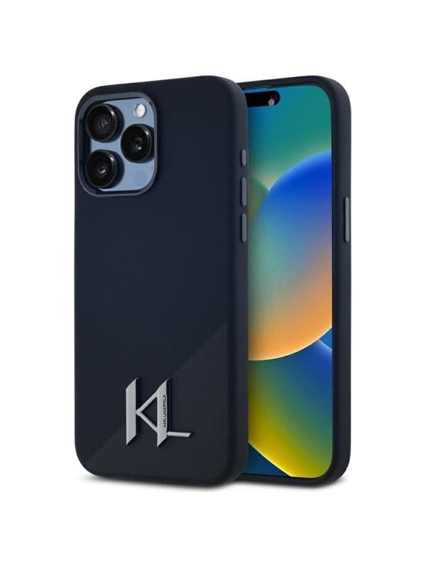 Karl Lagerfeld Silikon-schutzhülle Mit Schatten-metall-motiv Und Magsafe-design Für Iphone 15 Pro Max, Schwarz