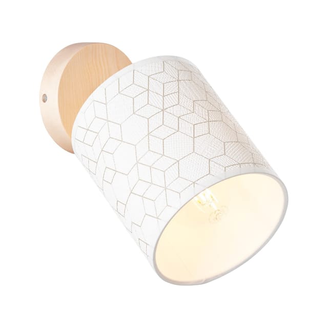 Brilliant Galance Wandspot Holz Hell/weiß Innenleuchten,strahler,-wand 1x A60, E27, 40w, Geeignet Für Normallampen (nicht Enthalten) Edler Strukturschirm Aus Echter Vinyl-tapete