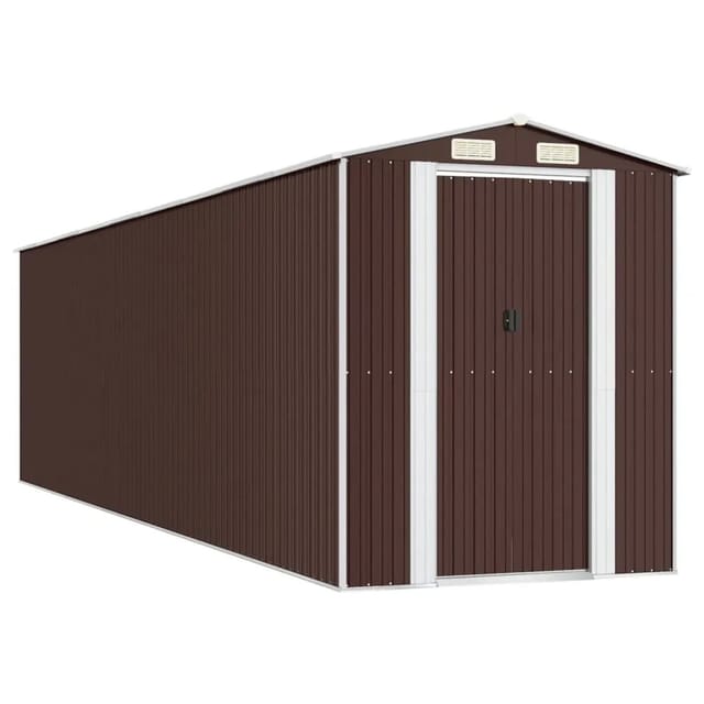 Geräteschuppen Dunkelbraun 192x772x223 Cm Verzinkter Stahl Vidaxl