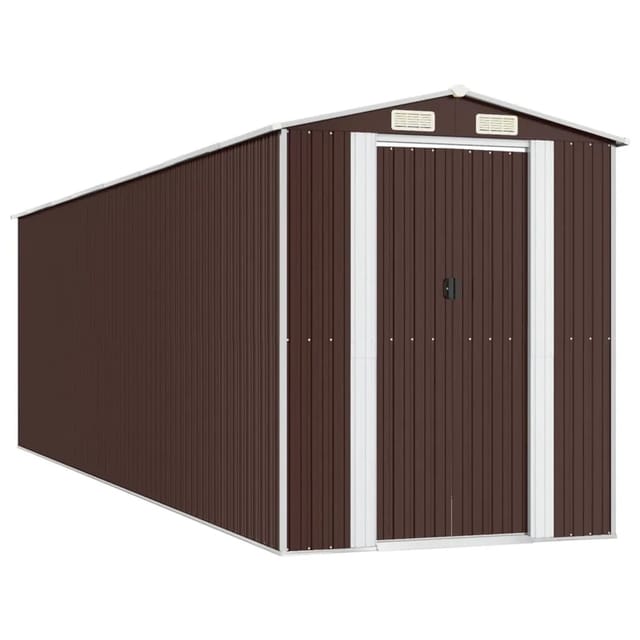 Geräteschuppen Dunkelbraun 192x689x223 Cm Verzinkter Stahl Vidaxl