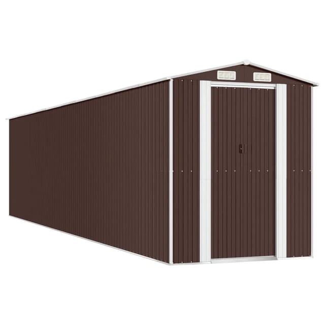 Geräteschuppen Dunkelbraun 192x855x223 Cm Verzinkter Stahl Vidaxl