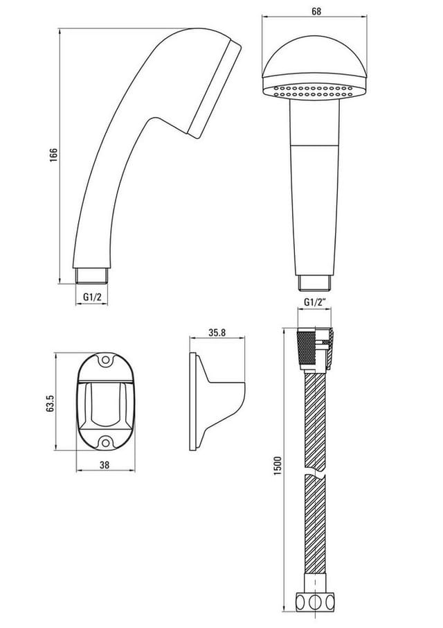 Wandmontierte Badewannenarmatur Mit Festem Brauseset, Chrom, Lobo Byu 011m