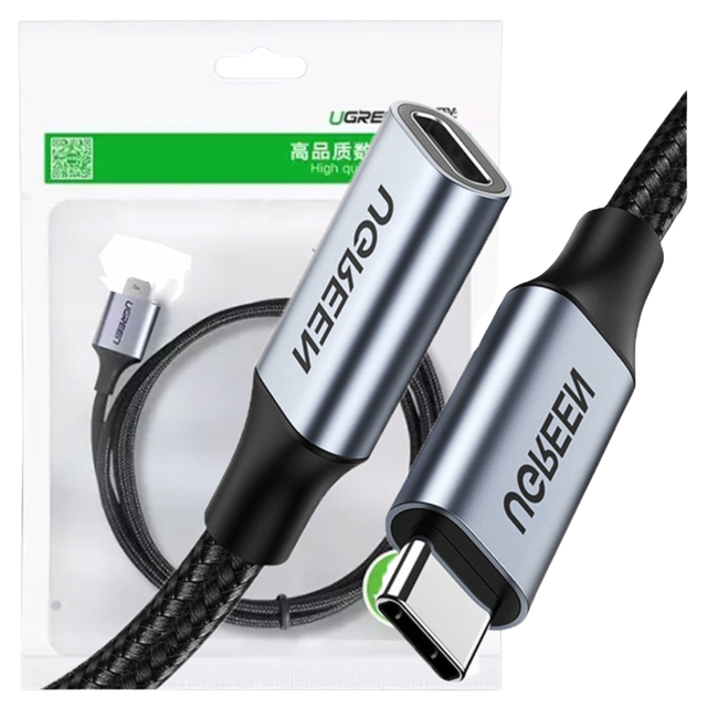 Usb-c 3.1 Gen2 Verlängerungskabel Ugreen Us372, 4k, 100w, 1m (schwarz)