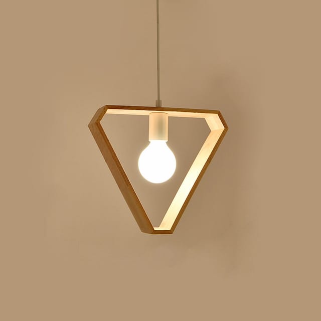 Kreative E27 Pendelleuchten Aus Holz Im Industriestil, Moderne Deckenleuchte (dreiecksform)