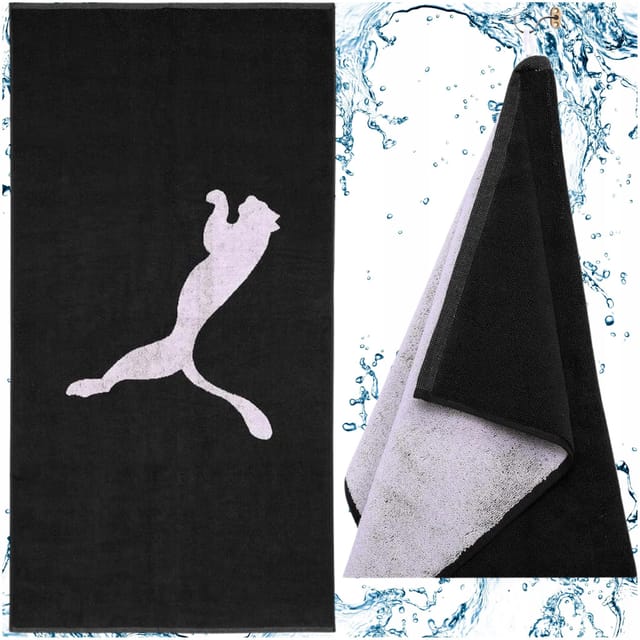 Y6216 Puma Badetuch, Pool, Strand, Training, Schwarz, 50x100 Cm