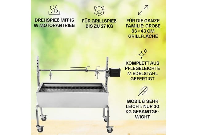 Oneconcept - Sauenland Spanferkelgrill Mit Elektromotor Drehspieß
