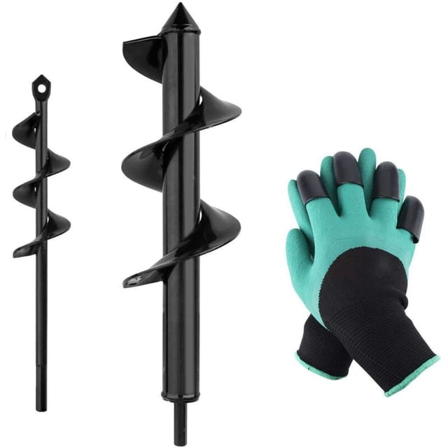 Bdd Gartenbohrer Ø 80 Und Ø 40 Mm, 2 Stück, Spiralbohrer, Praktisches Pflanzwerkzeug Zum Schnellen Bohren Von Löchern Und Pflanzen Von Blumen, Bäumen Und Sträuchern