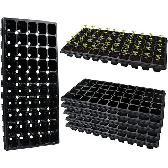 5 Stück 50-zellen-anzuchtschalen Aus Kunststoff Für Gemüsepflanzen, Sämlinge, Keimlinge Und Anzuchtschalen Mit Abflusslöchern Für Gartengemüse, Obst, Blumen Und Kräuter