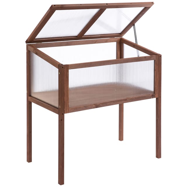 Lit Surélevé En Bois 90x50x93 Cm, Bac De Culture Avec Housse, Potager Résistant Aux Intempéries, Jardinière Pour Jardin, Balcon Et Terrasse, Marron