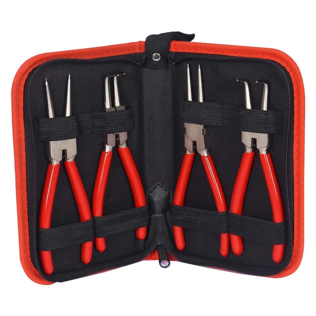 Xpotool - Sprengring Zange Set 4 Teilig, 90° Winkel Und Gerade, Seegeringzange Aus Carbonstahl Für Innenringe Außenringe, Sicherungszange Mit Rutschfestem Griff