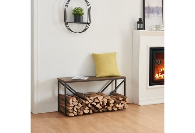 Kaminholzregal Vaasa Mit Sitzfläche 100x30x50cm [en.casa]