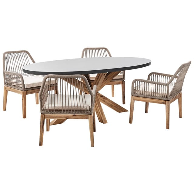 Gartenmöbel Set 4-sitzer Oristano Beige Beton Inkl. Kissen
