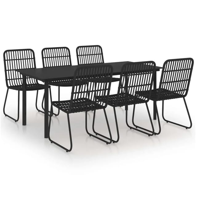 vidaXL 7-Tlg Garten-Essgruppe Poly Rattan und Glas 3060253