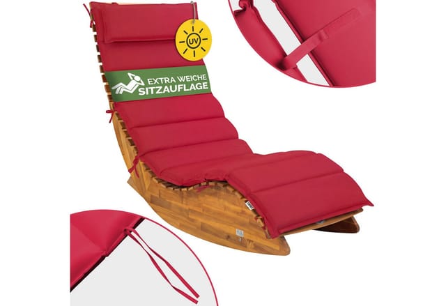 Detex® Liegenauflage Wasserabweisend Inkl. Kopfkissen Auflage Liege Polster Kissen Saunaliege Gartenliege Rot - Red - Rouge