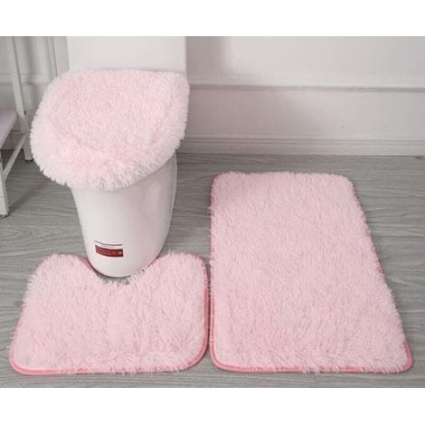 Rapanda – 3er-set Mikrofaser-toilettenmatten – Rutschfest Mit Pvc-noppen Auf Der Rückseite – Weiche Und Saugfähige Badematten – Rosa