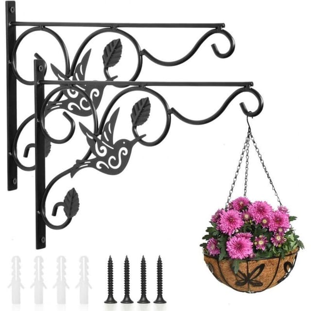 Hängender Pflanzenampel, Set Mit 2 Wandhaken (30 Cm) Mit Eisenschrauben, Dekorative Haken Für Vogelfutterhäuschen, Windspiele Für Den Innenbereich, Blumentöpfe Und Laternen