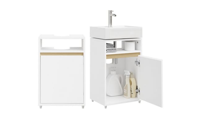 Sobuy Waschbeckenunterschrank Weiß Mit U-aussparung Badschrank Mit Offenem Fach Und Türfach Standschrank Aus Spanplatte Für Badezimmer 40×36×60 Cm Tragkraft 40 Kg Bzr222-w
