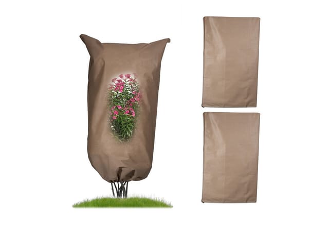 Winterschutzhaube 3er Set, Vlies Pflanzen Frostschutz, Winter Pflanzenschutz, 140x80 Cm, Abdeckvlies, Beige - Relaxdays