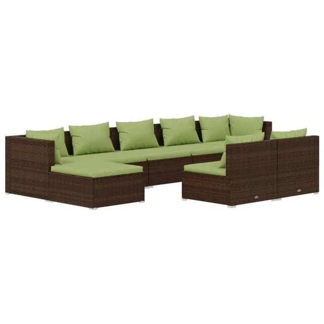 vidaXL 9-tlg Garten-Lounge-Set mit Kissen Braun Poly Rattan Modell 5