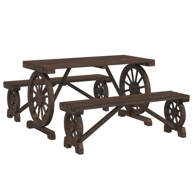 vidaXL 3-Tlg Garten-Essgruppe Massivholz Tanne 3207138