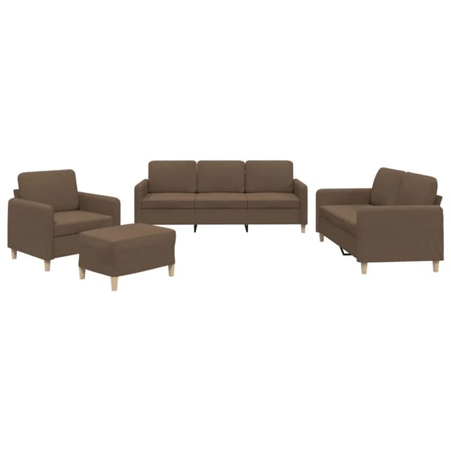 vidaXL 4-Tlg Sofagarnitur mit Kissen Braun Stoff 3202065