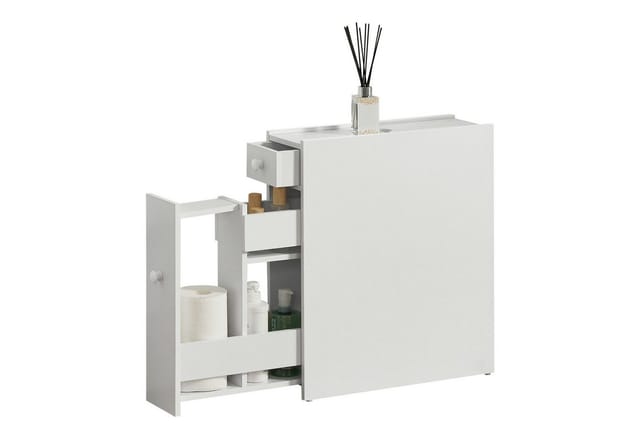 en.casa Badkommode, »Kihniö« Nischenregal mit Schubladen 58x16x48 cm Weiß