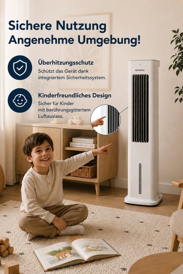 KUMTEL Standventilator, 55 W, oszillierend, Höhe : 85 cm, Timer Funktion