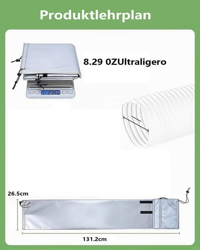 Diwzbyn Klimaanlagenschlauch Isolierhülle für den Schlauch eines mobilen Klimageräts, 4-lagige Isolierhülle aus Aluminiumfolie für Klimaanlagen-Luftkanäle
