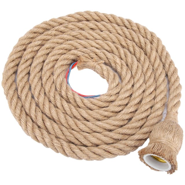 Sunxury E27 Vintage Hanfseil-deckenleuchtenfassung, Pendelleuchte, Glühbirnenfassung 85-265v, 2 M, 1-flammig