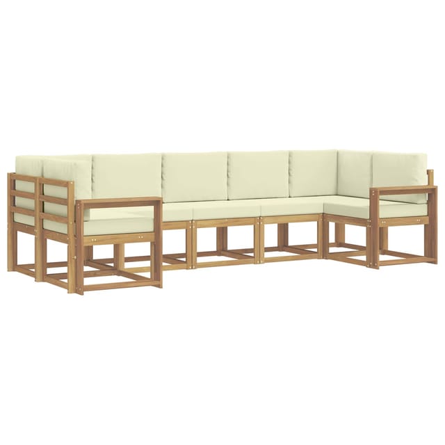 Outdoor-sofagarnitur 7 Stk. Weiß Und Creme Vidaxl