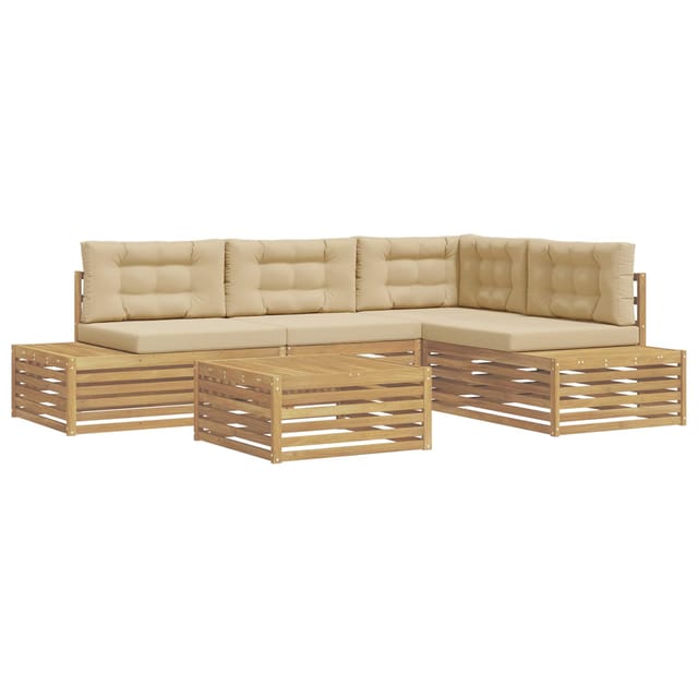 6 Pcs Outdoor-sofagarnitur Polyester Weiß Vidaxl