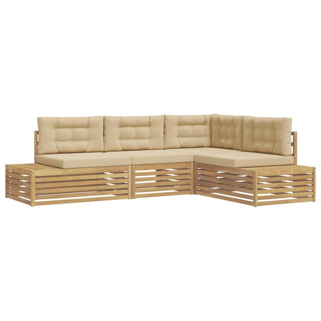 5 Pcs Outdoor-sofagarnitur Polyester Weiß Vidaxl