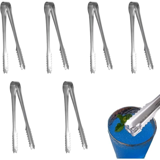 Süßigkeiten- Und Eiszange – Set Mit 6 Küchenzangen Aus Edelstahl, 15 Cm, Ideal Für Bars, Buffets, Partys Oder Cafés.