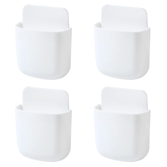Set Mit 4 Weißen, Selbstklebenden Wandaufbewahrungsboxen Für Fernbedienung, Stift, Telefon, Zahnbürste.