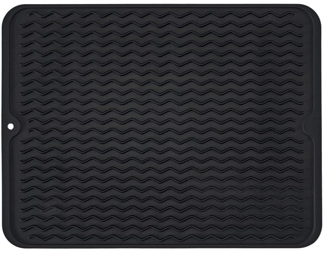 Spülmatte Aus Silikon, Rutschfest Und Leicht Zu Reinigen (40,6 Cm X 30,5 Cm, Schwarz)