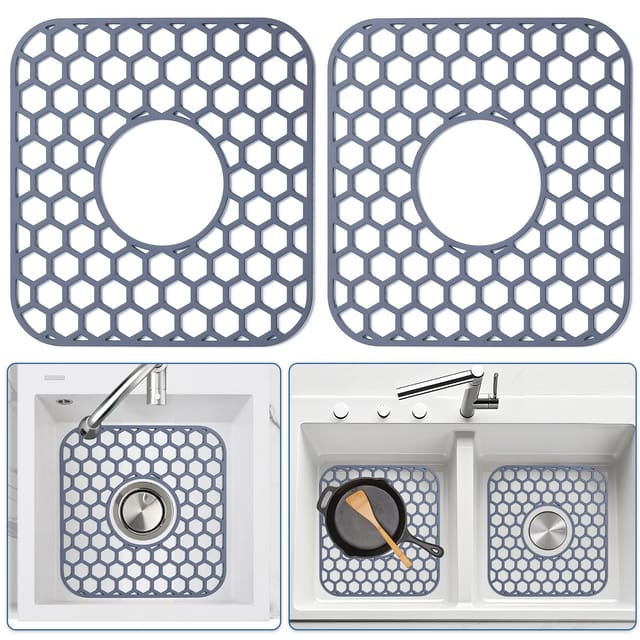 Set Mit 2 Silikon-spülbeckenabdeckungen Für Küchenspülen Mit Mittigem Abfluss – Küchenzubehör, 30,5 Cm X 28 Cm
