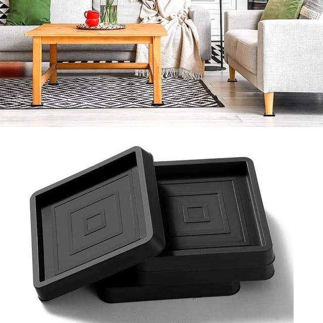 Rutschfeste, Quadratische Gummigleiter Für Sofabettrollen, Schwarze Gummifüße, 8,9 Cm, 4er-set