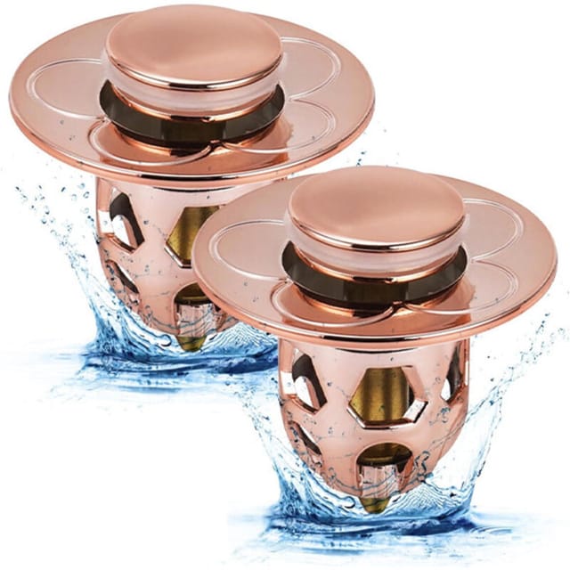 Universeller Abflussstopfen Für Badezimmerwaschbecken, 2 Stück, Roségold (passend Für 34-40 Mm Löcher)