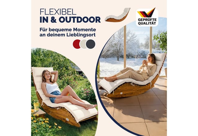 Liegenauflage Wasserabweisend Inkl. Kopfkissen Auflage Liege Polster Kissen Saunaliege Gartenliege Creme - Creamy - Crème - Detex