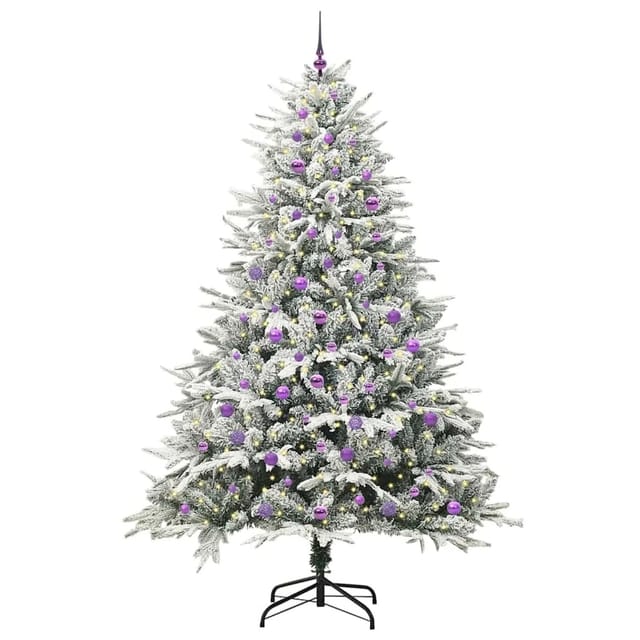 vidaXL Künstlicher Vorbeleuchteter Weihnachtsbaum mit Kugelset Grün 3395421