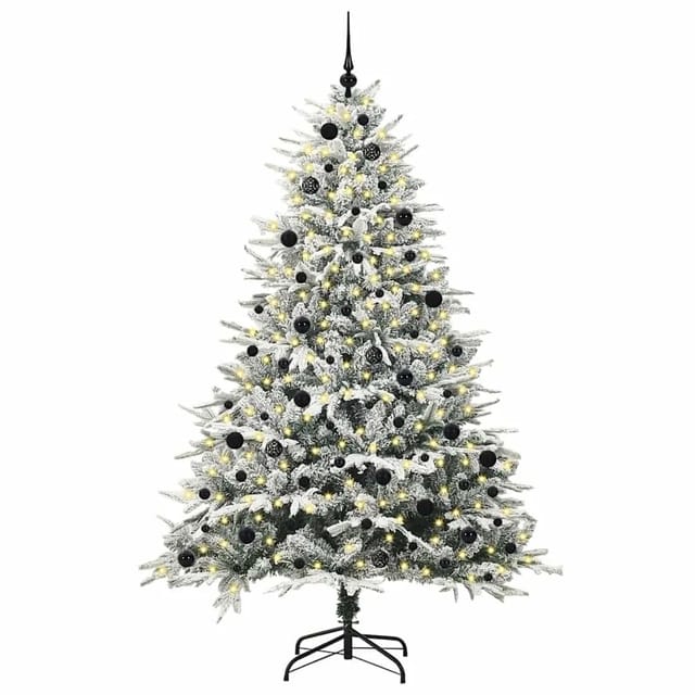 vidaXL Künstlicher Vorbeleuchteter Weihnachtsbaum mit Kugelset Grün 3395416
