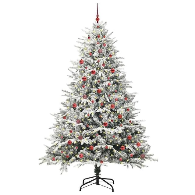 vidaXL Künstlicher Vorbeleuchteter Weihnachtsbaum mit Kugelset Grün 3395415