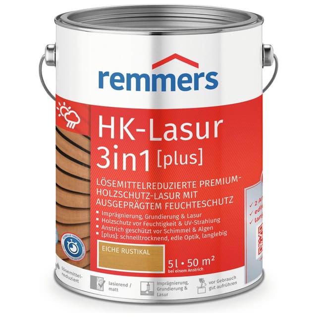 Remmers HK-Lasur 3in1 plus eiche rustikal RC-360, 5 l