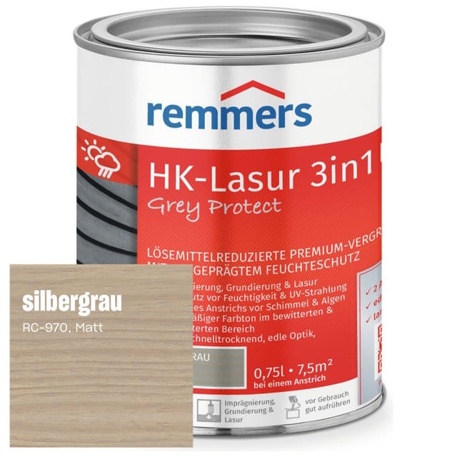Remmers HK-Lasur 3in1 Grey-Protect plus silbergrau RC-970 günstig