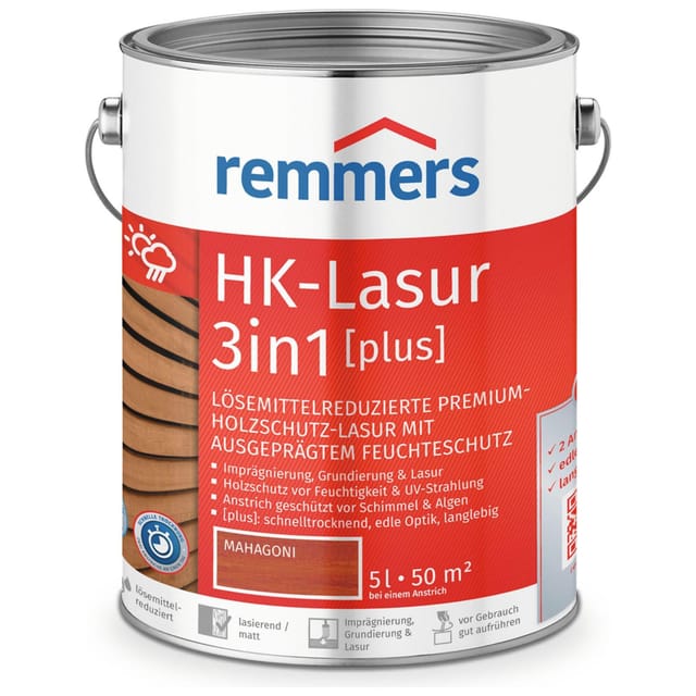 Remmers HK-Lasur 3in1 plus mahagoni RC-565, 5 l