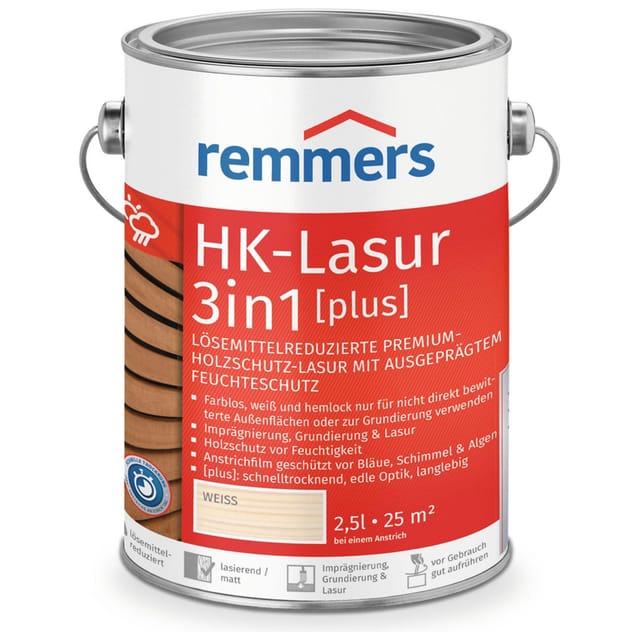 Remmers HK-Lasur 3in1 plus weiß RC-990, 2,5 l