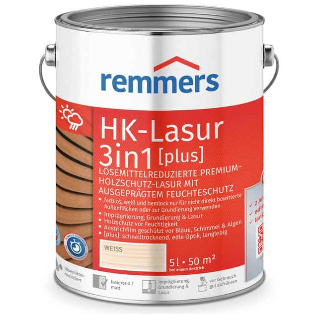 Remmers HK-Lasur 3in1 plus weiß RC-990, 5 l