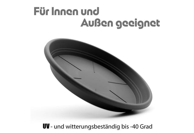 BigDean Blumentopfuntersetzer 10 Stück Topfuntersetzer Ø 24,5 cm in Anthrazit Made in Europe, Zubehör für Pflanztöpfe, Set, 10-tlg., Klassische Blumentopf Untersetzer, zeitlos im Design, Robust
